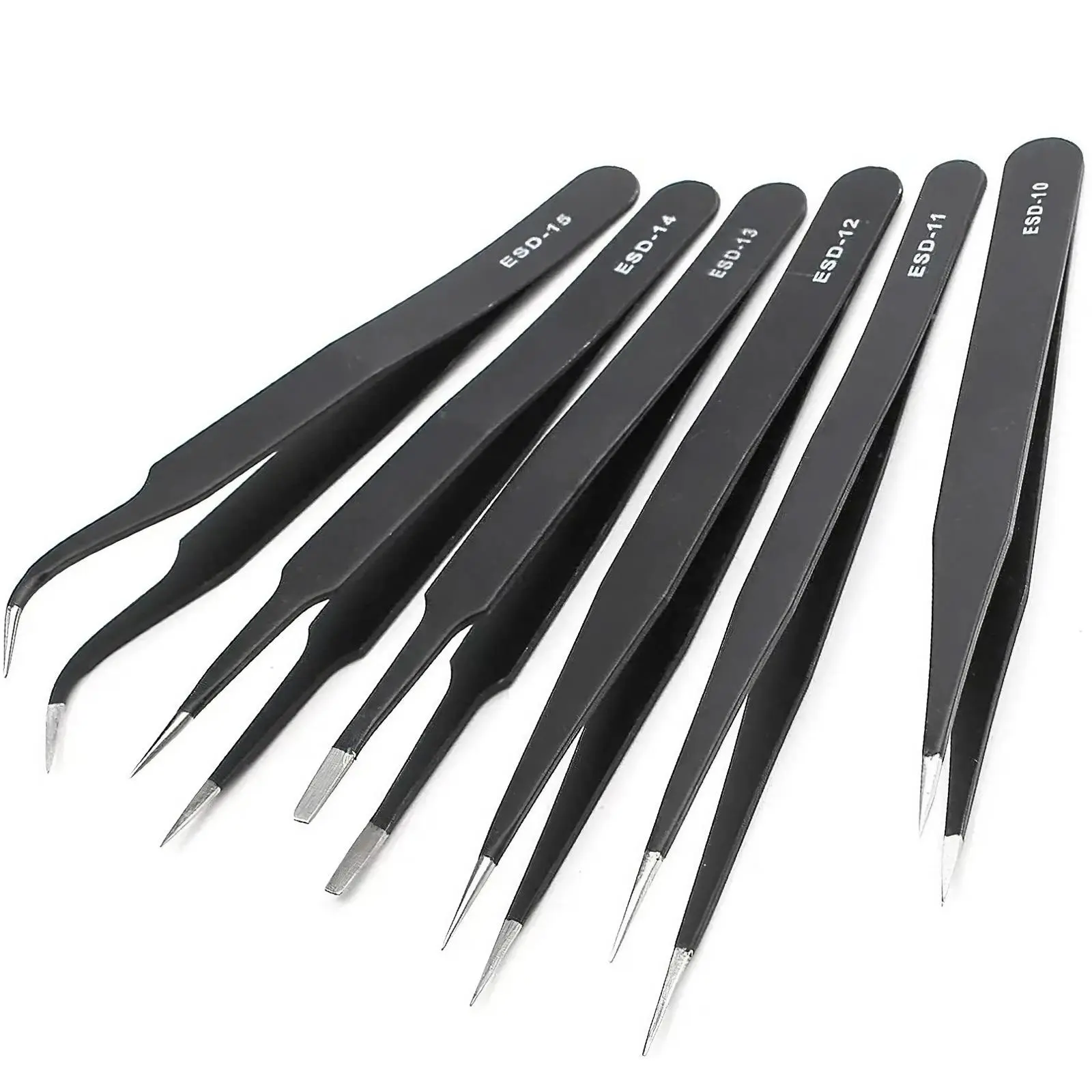 Industrial Tweezers Set, Tweezers Kit, Stainless Steel Anti-static Tweezers, Maintenance Tool, Straight & Curved Tweezers Hand Tools for Computer & Mobile Phone Repair, Essential Tools