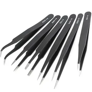 Industrial Tweezers Set, Tweezers Kit, Stainless Steel Anti-static Tweezers, Maintenance Tool, Straight & Curved Tweezers Hand Tools for Computer & Mobile Phone Repair, Essential Tools