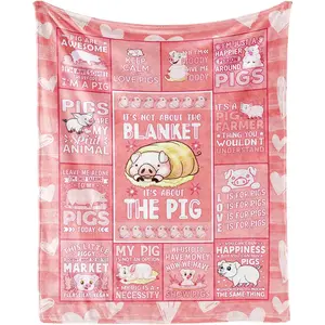 Pig Throw Blanket Flannel Cute Pigs Themed Pink Throw Blankets, Soft Nap Throw Blanket for Home Boys Girls Women Pig Lovers Gifts