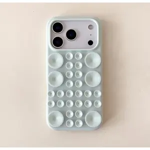 Creative original silicone suction cup octopus selfie iPhone case for attaching to glass and tiles for 17pro max