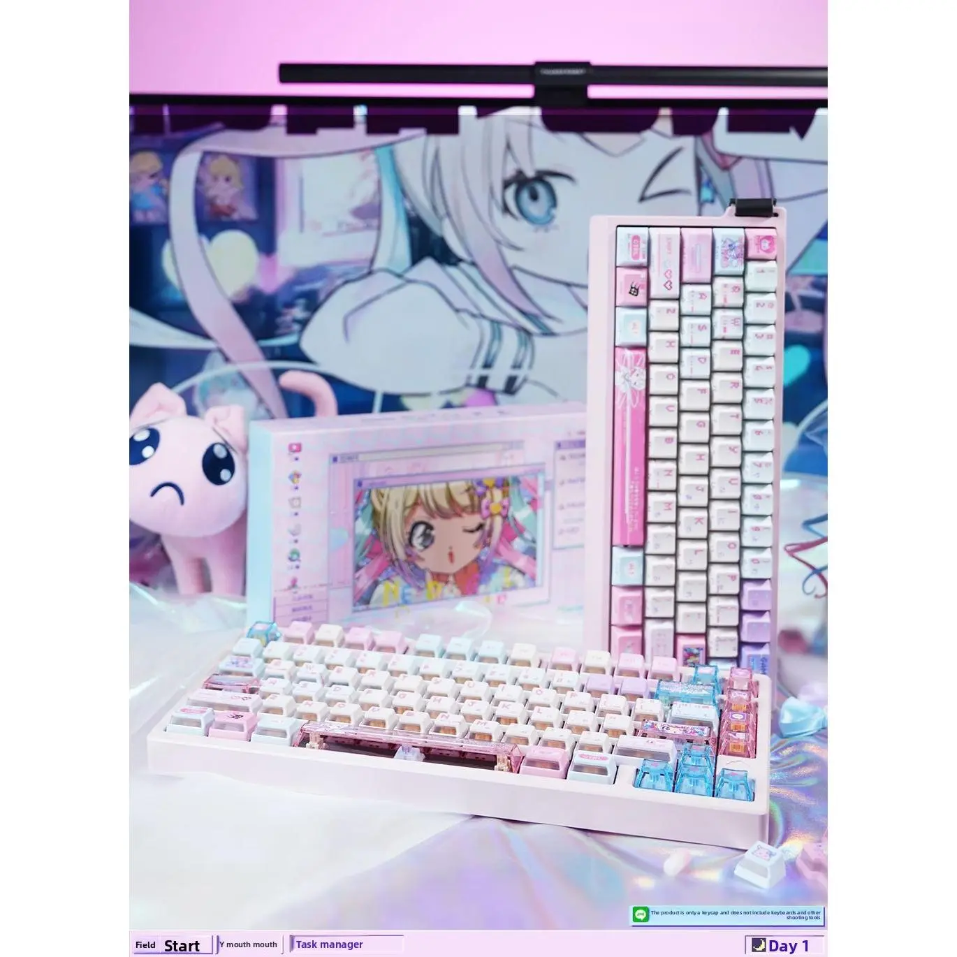 Anime Girl Theme Magnetic Switch Keyboard 144 Keys Hot Swappable RGB Mechanical Gaming Keyboard