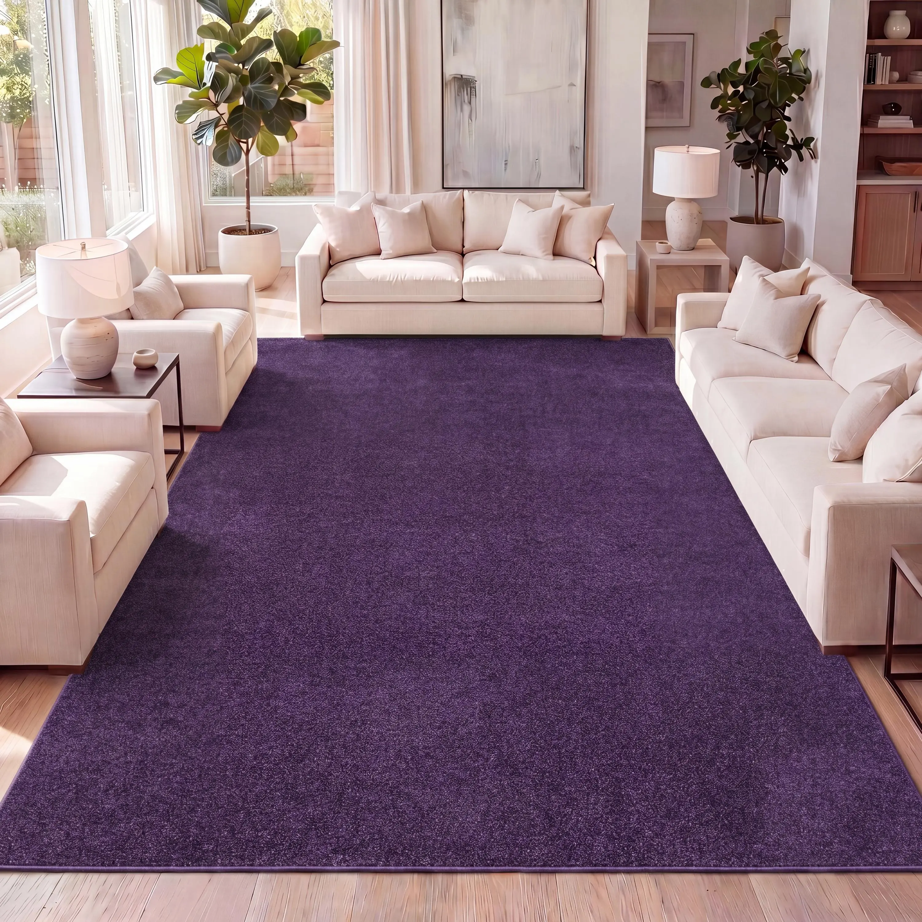 JONATHAN Y Haze Solid Low-Pile Purple Indoor Area Rug - Contemporary Home Decorative Rug for Living Room, Dark & Light Purple Nursery Spaces, Contemporary Decorative Rug