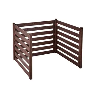 VEVOR Wooden Privacy Fence, 48 x 37 inch Air Conditioner Fence, 3 Panel Solid Outdoor Wood Privacy Screen with Metal Stakes, Steel Frame, Trash Can Hider Fences Suitable for Garden, Pool