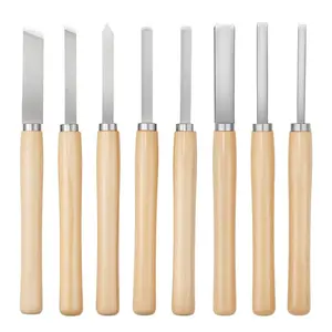 Summervibes VEVOR Wood Lathe Turning Tool Set, 8PCS, Lathe Chisel Set with Carbon Steel Blade, 2 Skew, 1 Spear Point, 1 Parting, 1 Round Nose, 3 Gouge Tools, 1 Oxford Bag, for Beginners, Hobbyists, Professionals