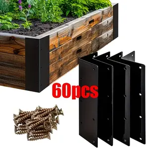 60-Piece Thickened 160mm L-Type Angle Brackets Set with 4 Brackets & 56 Screws, Garden Fence Connector, Bed Corner Iron, Shelf Support Accessories Versatile Usage