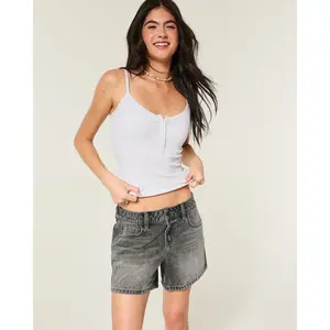 Hollister Low-Rise Grey Baggy Jean Shorts