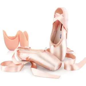 Girls Women's Satin Pointe Ballet Shoes with Ribbon, Professional Dance Shoes for School and Home Use