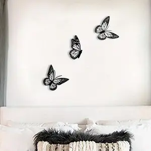 Butterfly Pattern Wall Decor, 3 Counts/set Decorative Metal Wall Art, Wall Hanging Decor for Home Living Room Bedroom Garden, Hangable