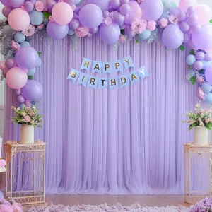 2pc Sheer Background Curtain, Perfect for Parties, Weddings, Baby Shower, Bridal Party, First Birthday, Birthday Party, Photography Backdrop Decor, Party Background Decoration