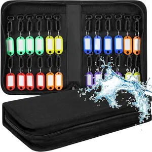 Portable Zippered Key Case,Organizer Waterproof Key Binder with 24 Key Hooks and Tags,Portable Key Storage for Rental Management Real Estate Sales Hotel Executives and Car Service