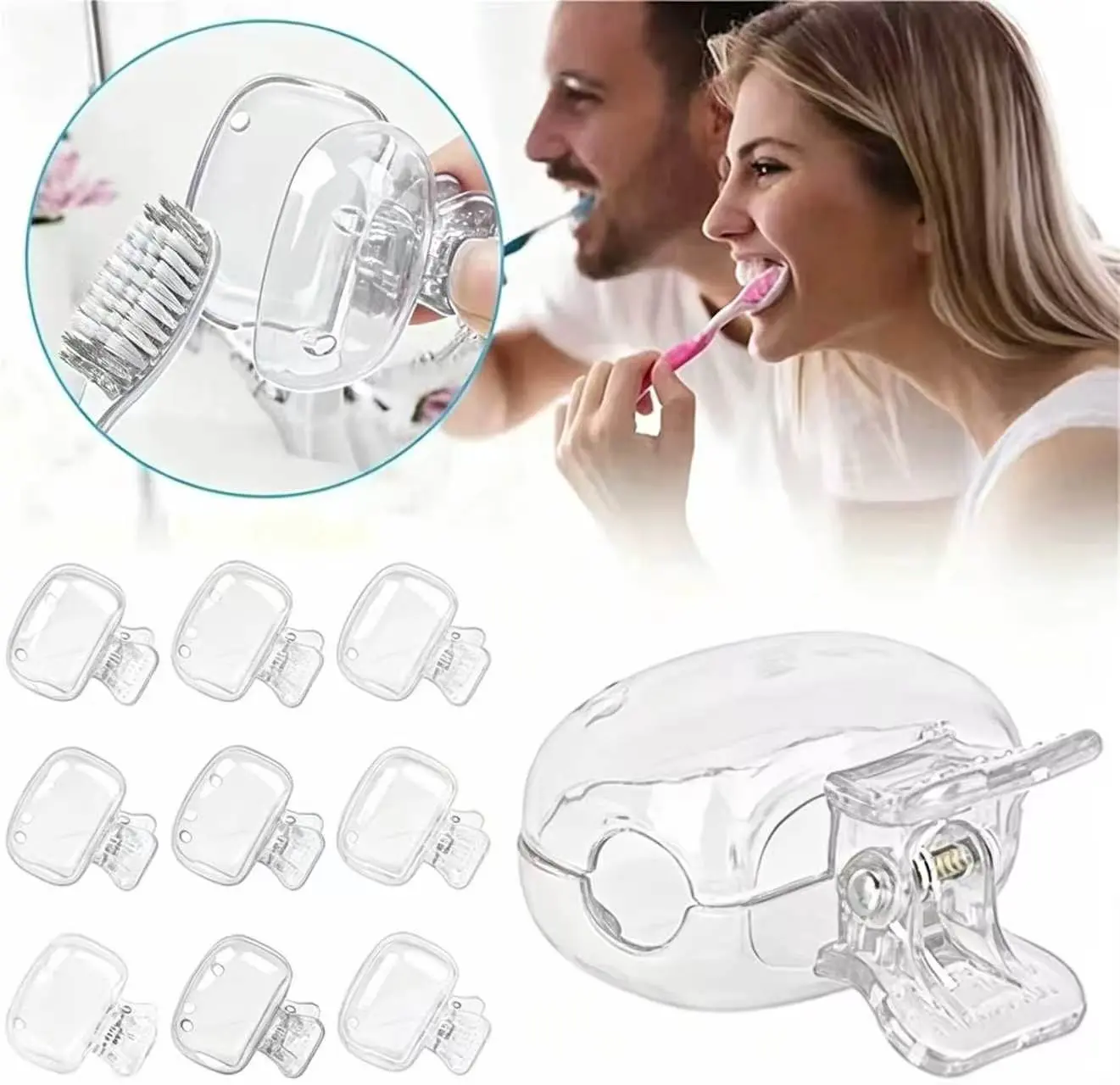 4 Pack Travel Toothbrush Head Covers Cap, Toothbrush Protector Brush Pod Case Protective Plastic Clip for Household Travel, Camping, Bathroom, School, Business