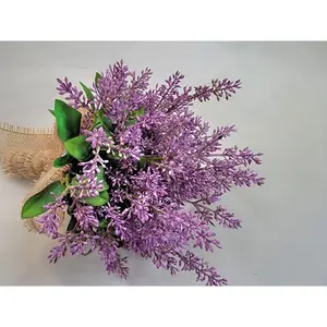 Artificial Flower Bouquet Of Lilac For Wedding/ Prom, 10"X15"In, 8oz, Bridal Bouquet, Purple Lilac Lavender, Silk Flowers, Winter Home Decor