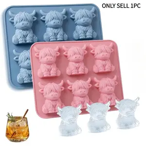 Mini Highland Cow Ice Tray, Adorable 3D Ice Cubes, Perfect for Drinks, Parties, and Gifts, Cute Design, Ideal for Home Use, Ice Molds