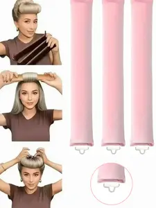 3 Pcs Hair Rollers Set, Satin Heatless Curling Kit, Heatless Hair Curler, High Resilience Rubber, Soft & Durable, Perfect for Sleeping, Home Use
