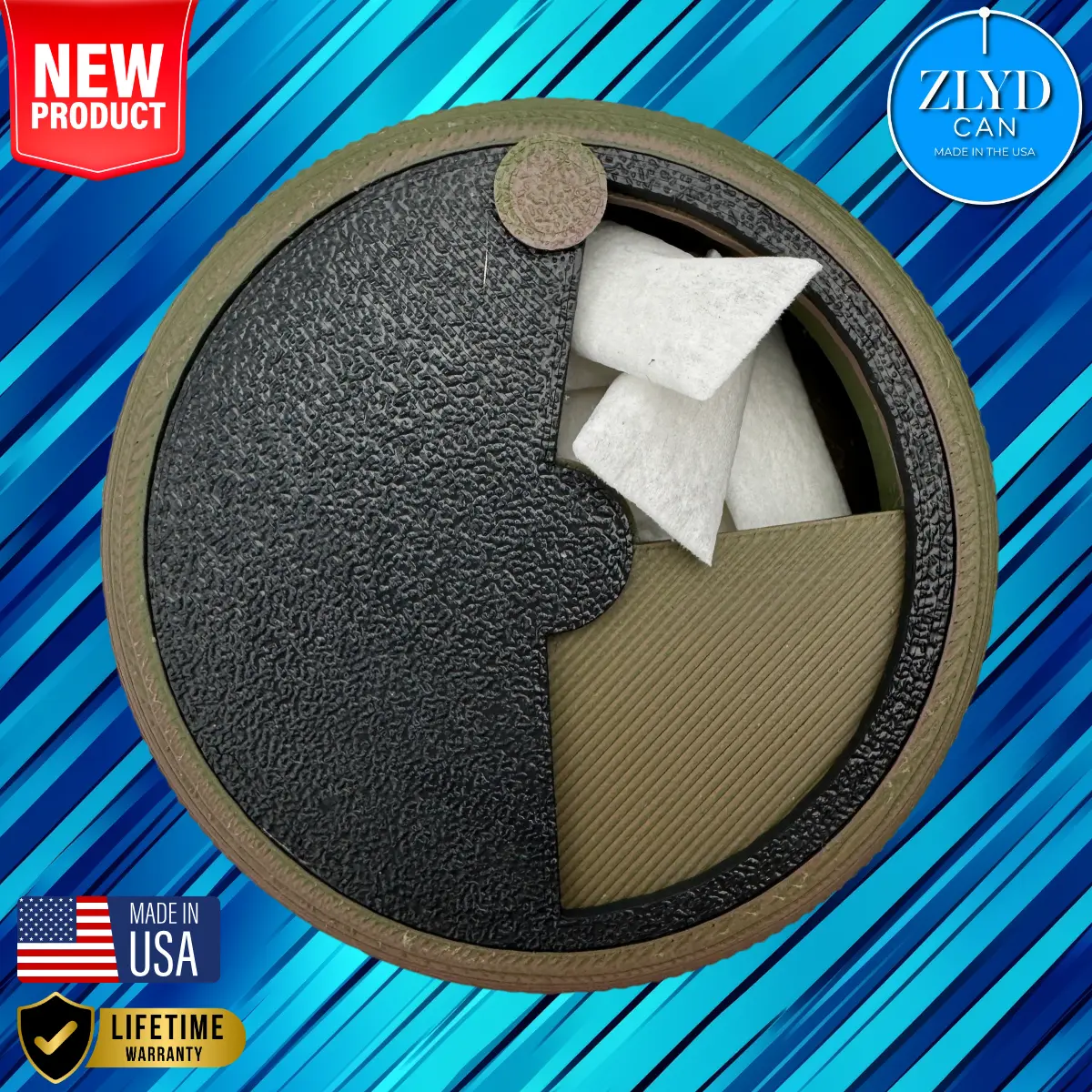 Zynergy Pouch/Snuff Easy access OD Green Camo/Black Zlyd Zyn Can! Zyn storage never been so easy, Stop struggling to get a Zyn, Zyn can storage, made in the USA