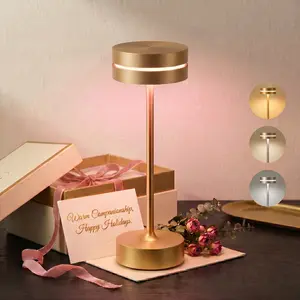 Premium Gold Cordless Table Lamp - 1/2 Pack Options, Touch Control 3-Color Stepless Dimming, Rechargeable Battery, Auto-Memory, Portable LED Light for Bedroom, Office, Housewarming Gift