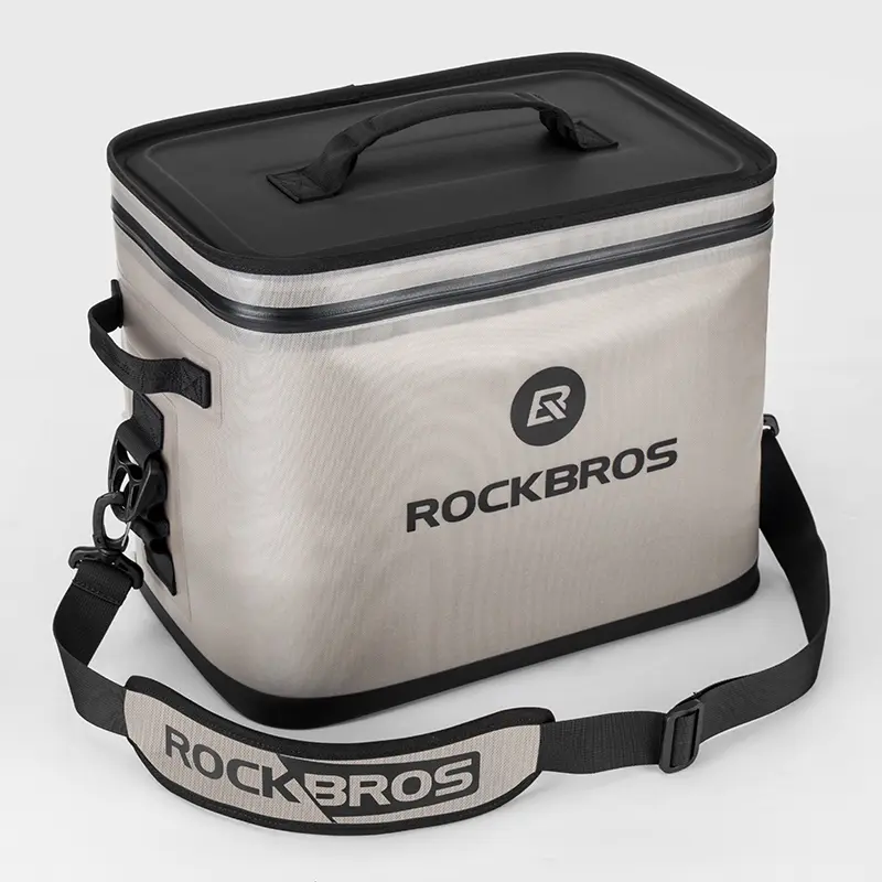 ROCKBROS Multifunctional Leakproof Travel Cooler - 30-Can Insulated Carrying Lunch Bag, Padded Top Handle, Mesh Pocket, Abrasion Resistant Ice-Cold Waterproof Thermal Bag for Camping, Picnic