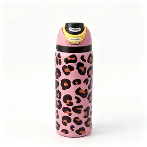 Owala FreeSip 32oz, Leak-Proof Stainless Steel Tumbler, Straw Design, Portable Handle, BPA Free. Perfect For Iced Drinks, Daily Commuting, Travel And Fitness, Stylish Drinkware, Pink Leopard Print.