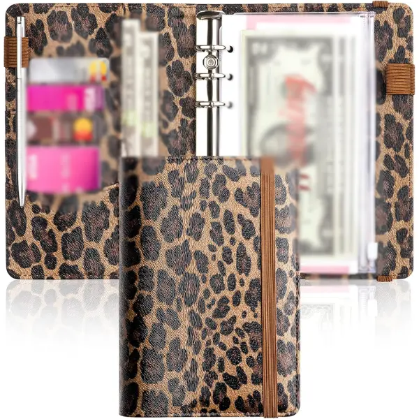 A6 Budget Binder for Money Saving, PU Leather Budget Planner with 8 Cash Envelopes, Budget Sheets & Rose Gold Category Stickers, Money Organizer for Cash