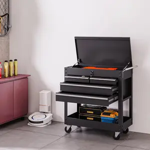 【GARVEE】4-Drawer Rolling Tool Chest, Tool Box Cart with Lock, Heavy Duty Metal Tool Cart On Wheels, Powder-Coated Steel, Tool Box Organizer