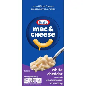 Kraft White Cheddar Macaroni & Cheese Dinner with Pasta Shells (7.3 oz Box) Flavor