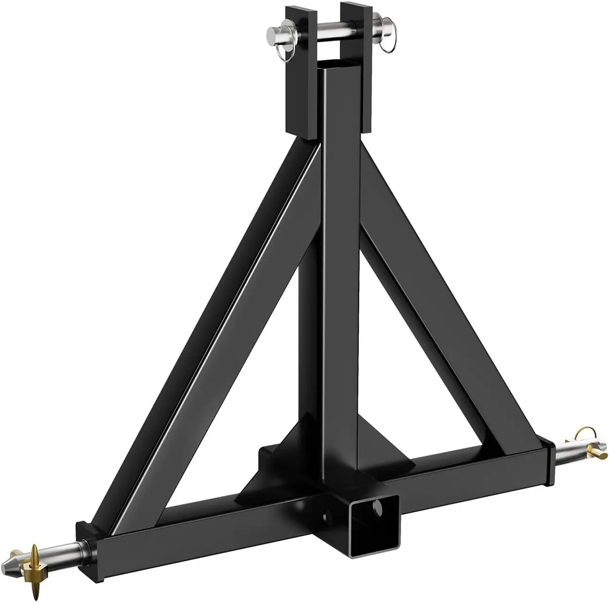 3 Point 2 in Trailer Hitch Receiver, Heavy Duty Tractor Drawbar Adapter, Category 1 Quick Hitch Attachment for Subcompact Tractors, Farm Equipment Towing Ball Hook, Black
