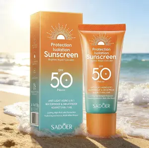 Mineral Sunscreen Cream, SPF 50+ PA+++, Lightweight Refreshing Facial Daily Sunblock with Skin Repair, Waterproof Travel-Size Lotion for Face & Body