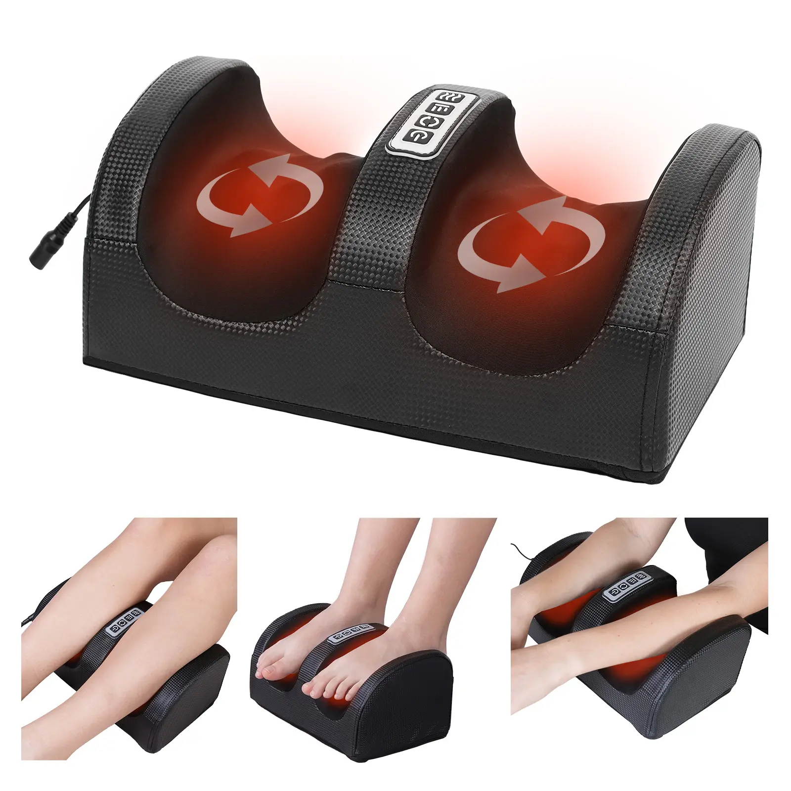 Comfort Shiatsu Foot Massager with Heat & Massage Roller for Leg & Calf, 3-Level Adjustment, Ideal for Muscle Relief & Relaxation, Best Gift for Mom, Dad, Partner Adjustable Lightweight Black Heat Mode summerwins, Mild, Massage Intensity tiktokshopbacktos