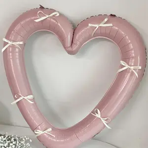 40 Inch Hollow Out Love Bow Design Balloon Set, Balloon Set, Balloon for Wedding Party Background Decoration, Heart Shaped Balloons