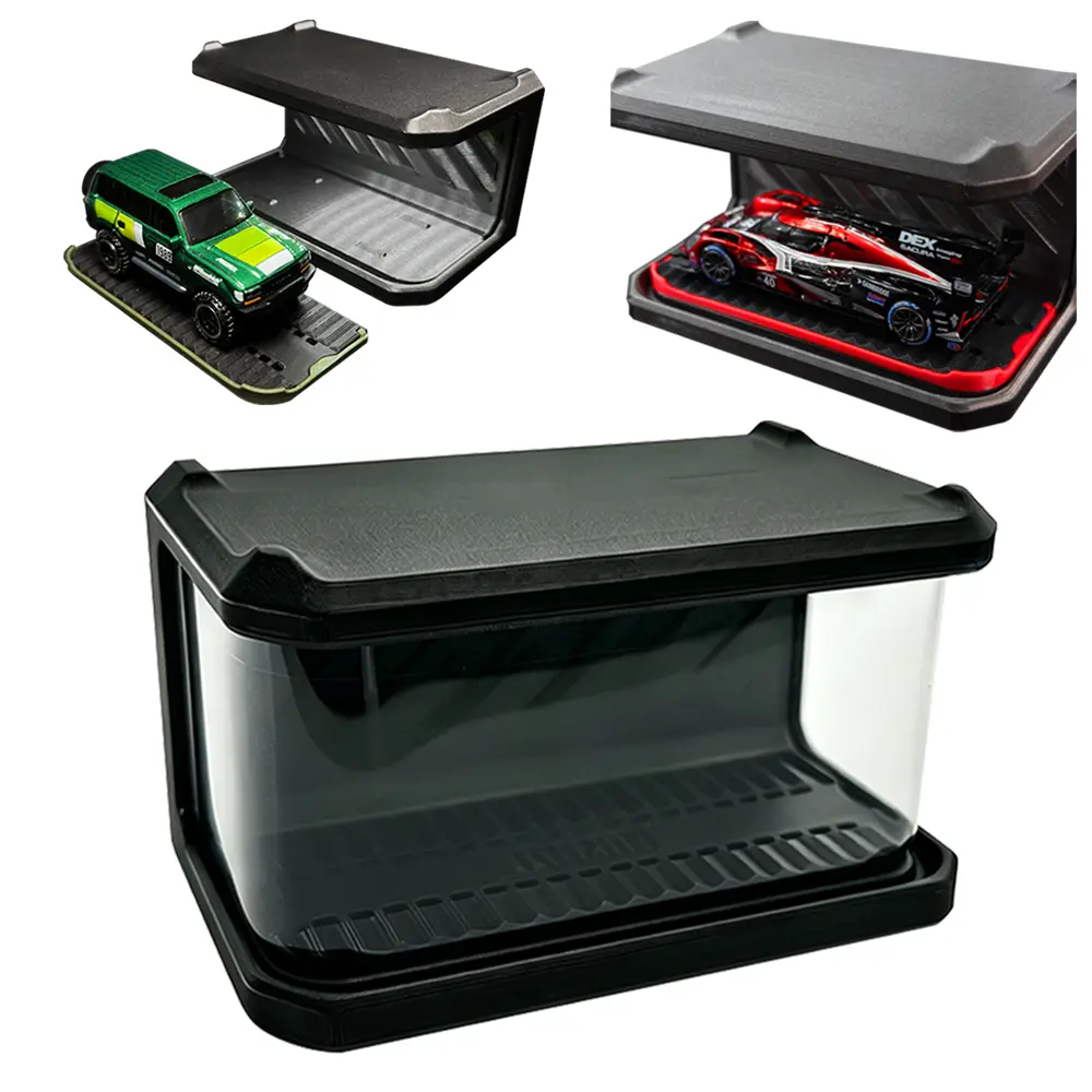 1/64 Model Car LED Display Case, DIY Magnetic Car Garage Storage Box with Dust Covers, Perfect for Hot Wheels Matchbox Collectibles