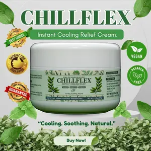 Chillflex 3% Menthol Relief Cream 100g - Vegan, Paraben-Free Instant Cooling Ointment with Organic Essential Oils & Magnesium for Fitness, Healthcare, Therapy of Aches & Joints
