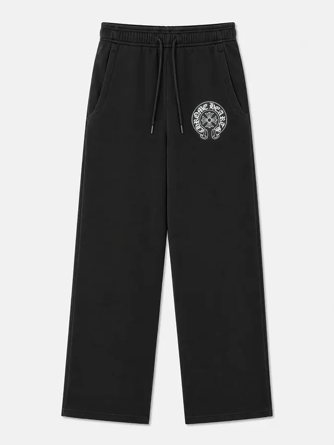 Chrome Hearts Horseshoe Floral Cross Sweatpants, Wide Leg Drawstring Pants, Polyester Gothic Streetwear Gift