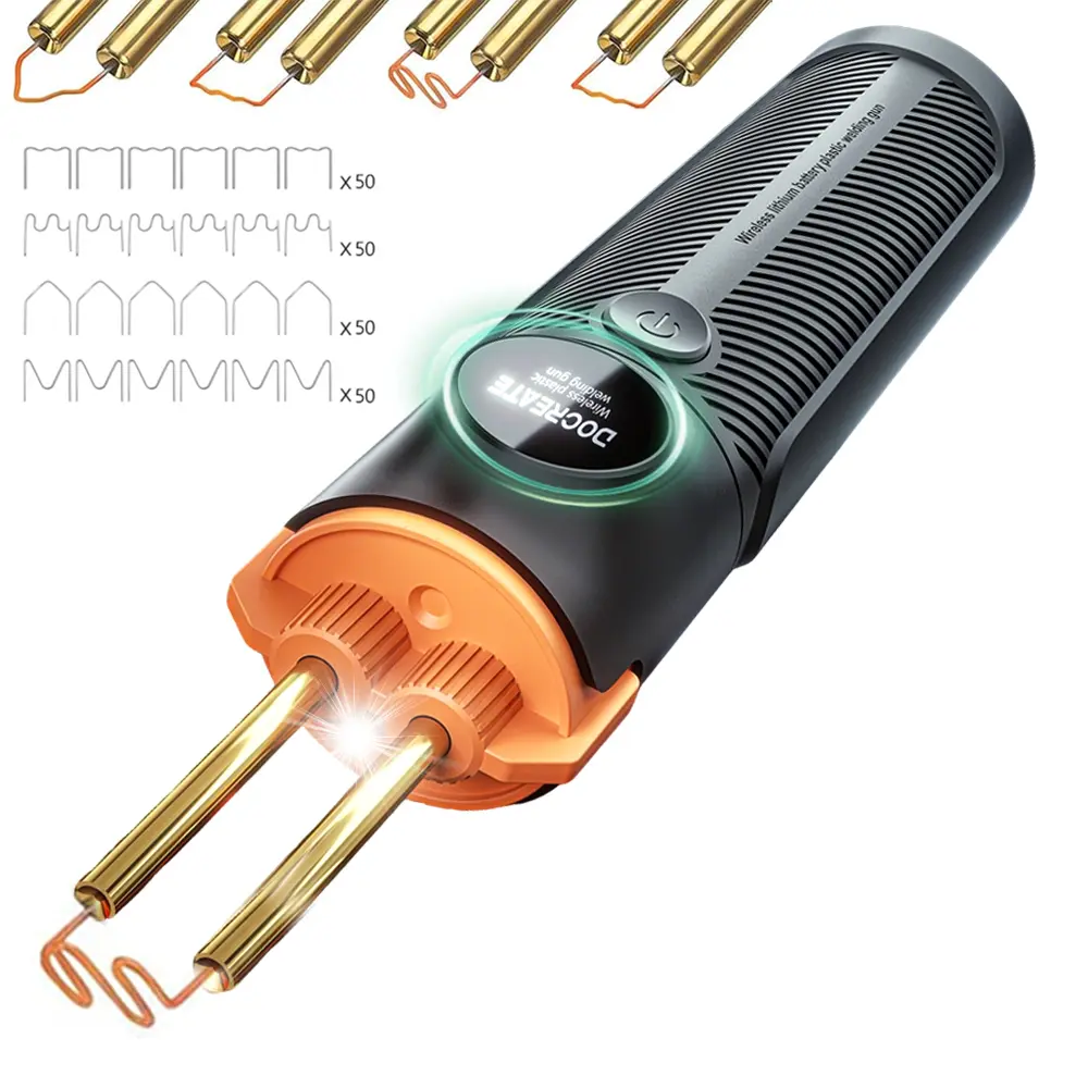 Cordless Plastic Welder Kit, Rechargeable 4000mAh Battery Hot Stapler Repair Tool with LED Light, Easy Fix for Car Bumpers, DIY Plastic Repairs, Rechargeable Battery,summervibes