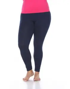 212 MAIN Navy Women's Basic Oversized Stretch Solid Leggings (PS208-02) - 1 Size, Comfortable Soft Fabric Bottoms, Versatile for Casual Outfits, T-Shirt Pairings