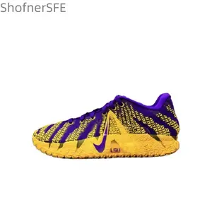 Purple-yellow Retro Anti-slip Wear-resistant Basketball Shoes for Men and Women