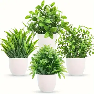 Artificial Potted Plant, 4 Counts Mini Faux Potted Plant, Decorative Artificial Indoor Plants for Home Living Room Bedroom Dining Room Study Room, Fruit, Fake Plant, Artificial Plant Set