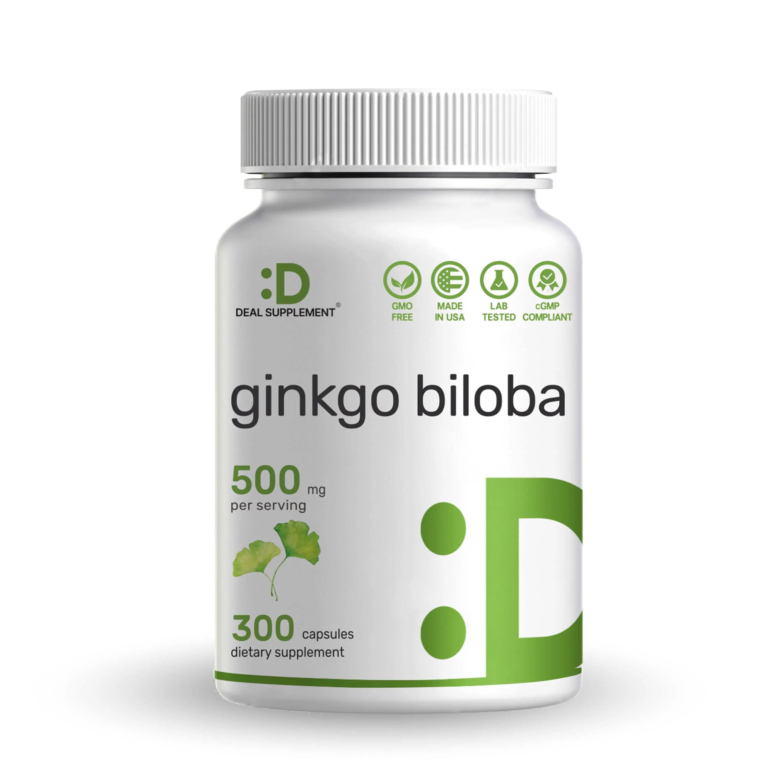 Ginkgo Biloba 500mg Per Serving, 300 Capsules Ginkgo Biloba 500mg Per Serving, 300 Capsules