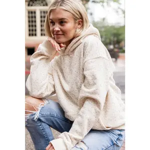 Comfort Zone Hoodie - Ditsy Darling | Womenswear Fleece Lined Hoodie | Cream Floral Print | Plus Size