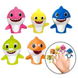 Baby Shark 5 Pc Finger Puppet Set - Party Favors, Educational, Bath Toys, Story Time, Beach Toys, Playtime,5 Count (Pack of 1)