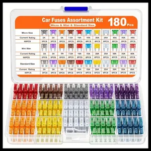 Upgraded 180Pcs Vehicle Automotive Fuses, Including 60 Automotive Fuses, 60 Standard Blade Fuses, 60 Fuses, And 1 Puller, Car Fuse Kit - with 11 Specifications: 2A, 3A, 5A, 7.5A, 10A, 15A, 20A, 25A, 30A, 35A, 40A