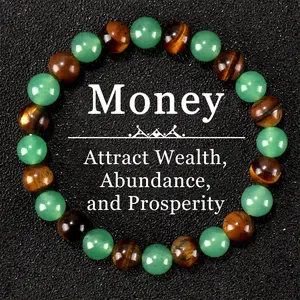 Crystal Money Attraction Bracelets Wealth for Women Green Jade Beaded Good Luck Bracelet Trendy Birthday Jewelry Gifts for Friends Bracelet Money Bracelets Natural Green Jade Adjustable Shamrock Beaded Braclet, Green Crystal Jewelry for Good Luck Green