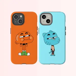 Cartoon Matching Phone Cases 17 16 15 14 13 12 11 Pro Max, Gumballl and Darwin Design, Best Friend Phone Covers, Protective Smartphone Cases, Fun Cartoon Character