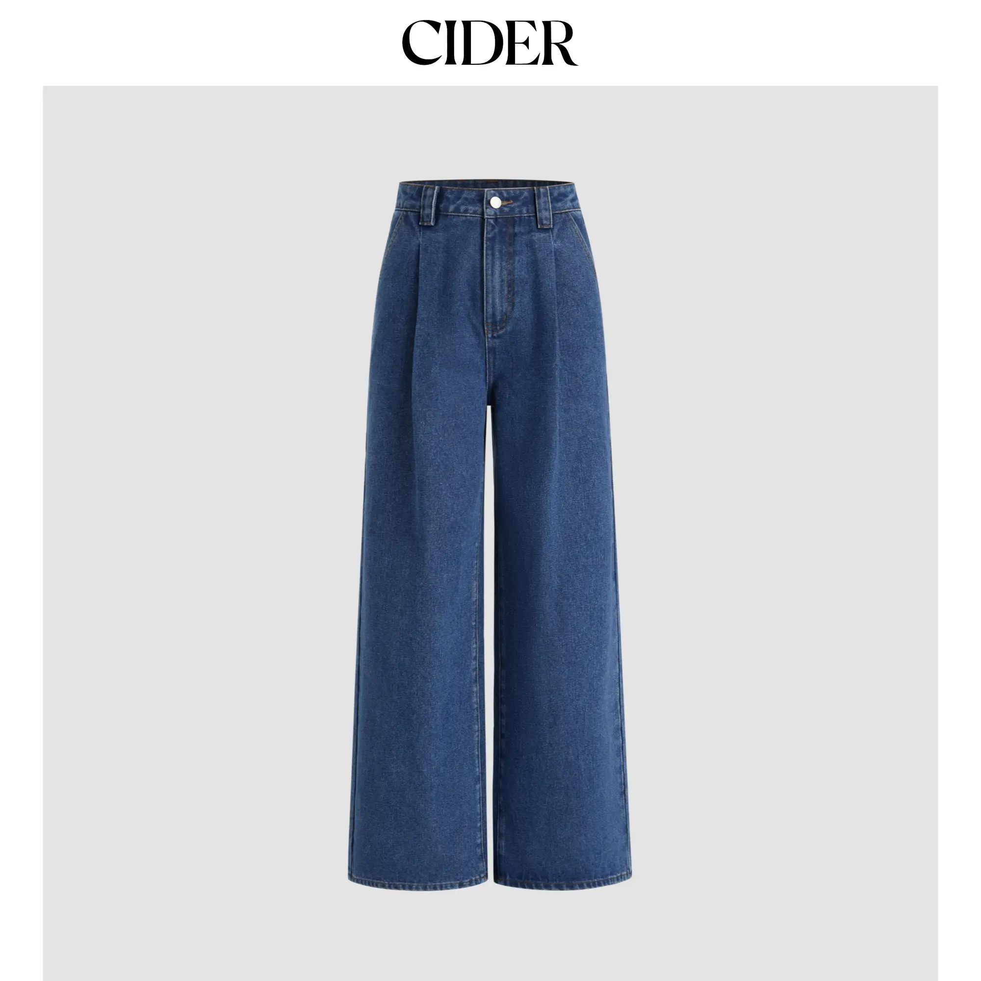 Cider [4 colors, size 0-26] Denim High Waist Pleated Wide Leg Jeans