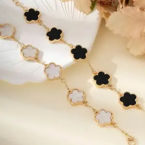 Women's Bangle Bracelet Set, 2-Piece Clovers Design, Ideal for Daily Wear & Special Occasions, Elegance for Couples & Singles, Clover Flower Bracelet, Bangles Bracelets Set