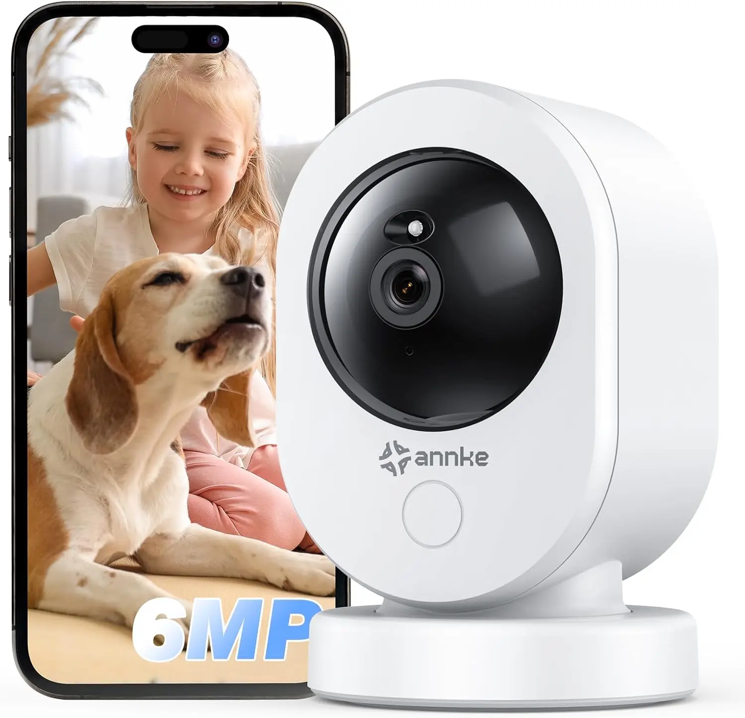 ANNKE 6MP Indoor Security Camera, Smart 2.4/5 GHz Wifi Camera with PTZ, Two-Way Audio, Smart Human Detection, Baby Monitor/Pet/Home Security Camera Wireless cameras for home