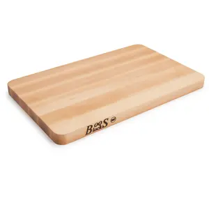 John Boos Chop N Slice Small Maple Wood Edge Grain Cutting Board, 16" x 10" x 1" Chopping Fruit