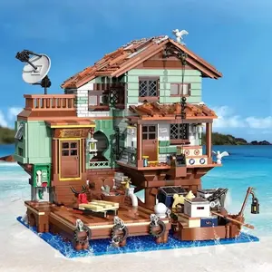 2100pcs Fisherman's Wharf Building Blocks Tree House Model Seaside Street View Cruise Transport Assembled Toys Puzzle Toys Festival Gifts Creative Building Blocks Decorative Ornaments Preferred Gifts for Friends and Lovers