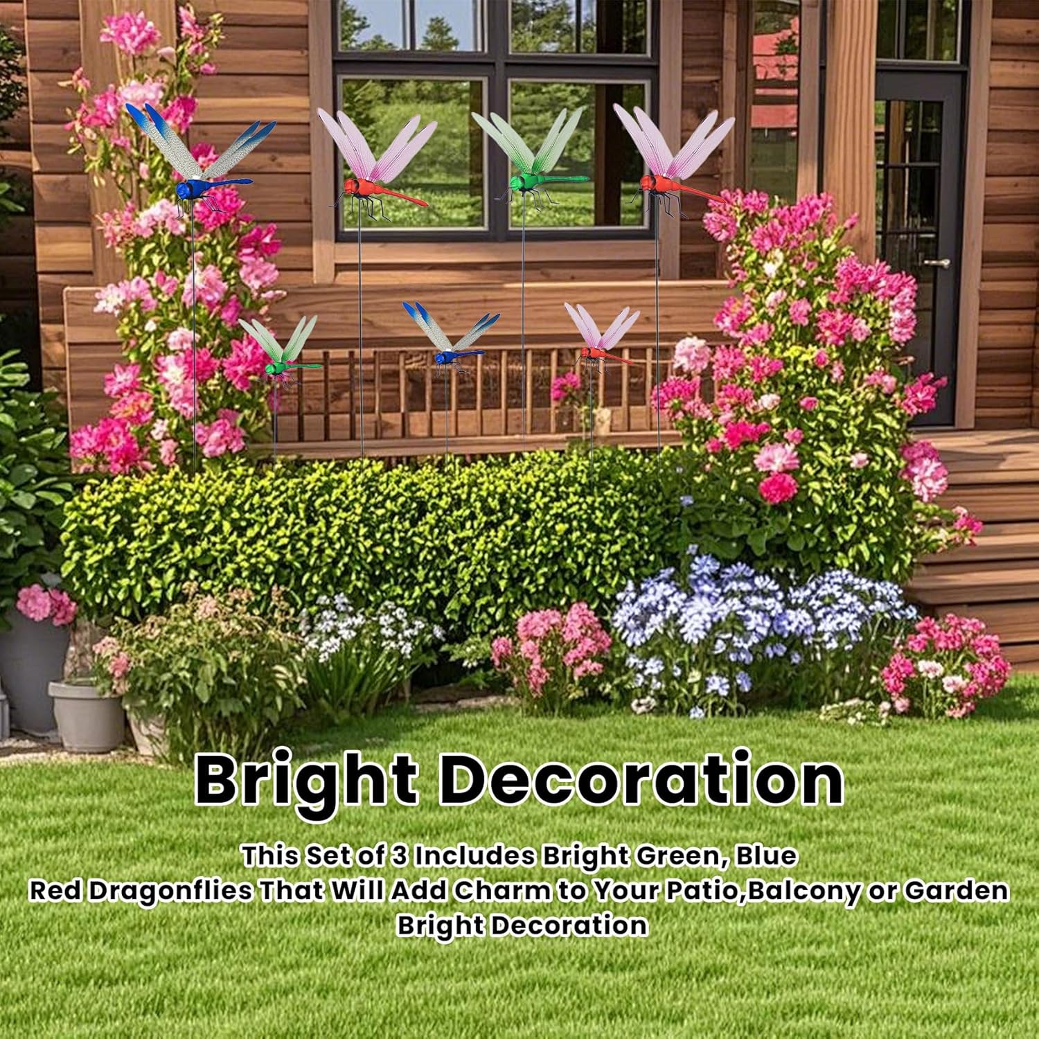 Dragonfly Clip,3D Dragonfly Garden Stakes Decor,Fly Deterrent,Dragonfly Humming Bird Stakes,Deer and Horse,Bird and Fly Scare Devices for Indoor Outdoor Garden (8pcs)