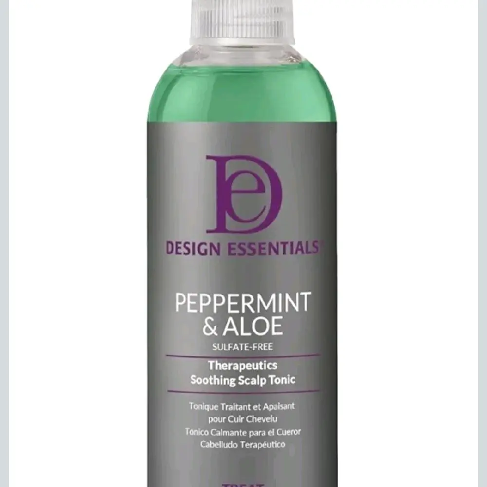 Design Essentials Peppermint & Aloe Therapeutics Soothing Scalp Tonic 4 Ounces Sulfate-Free for All Hair Types Nourishing Hair Treatment