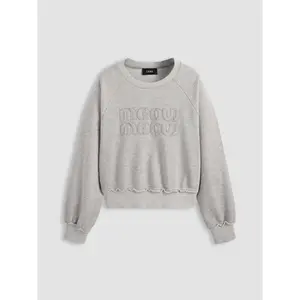 Cider [size 2-26] Terry Round Neckline Meow Sweatshirt